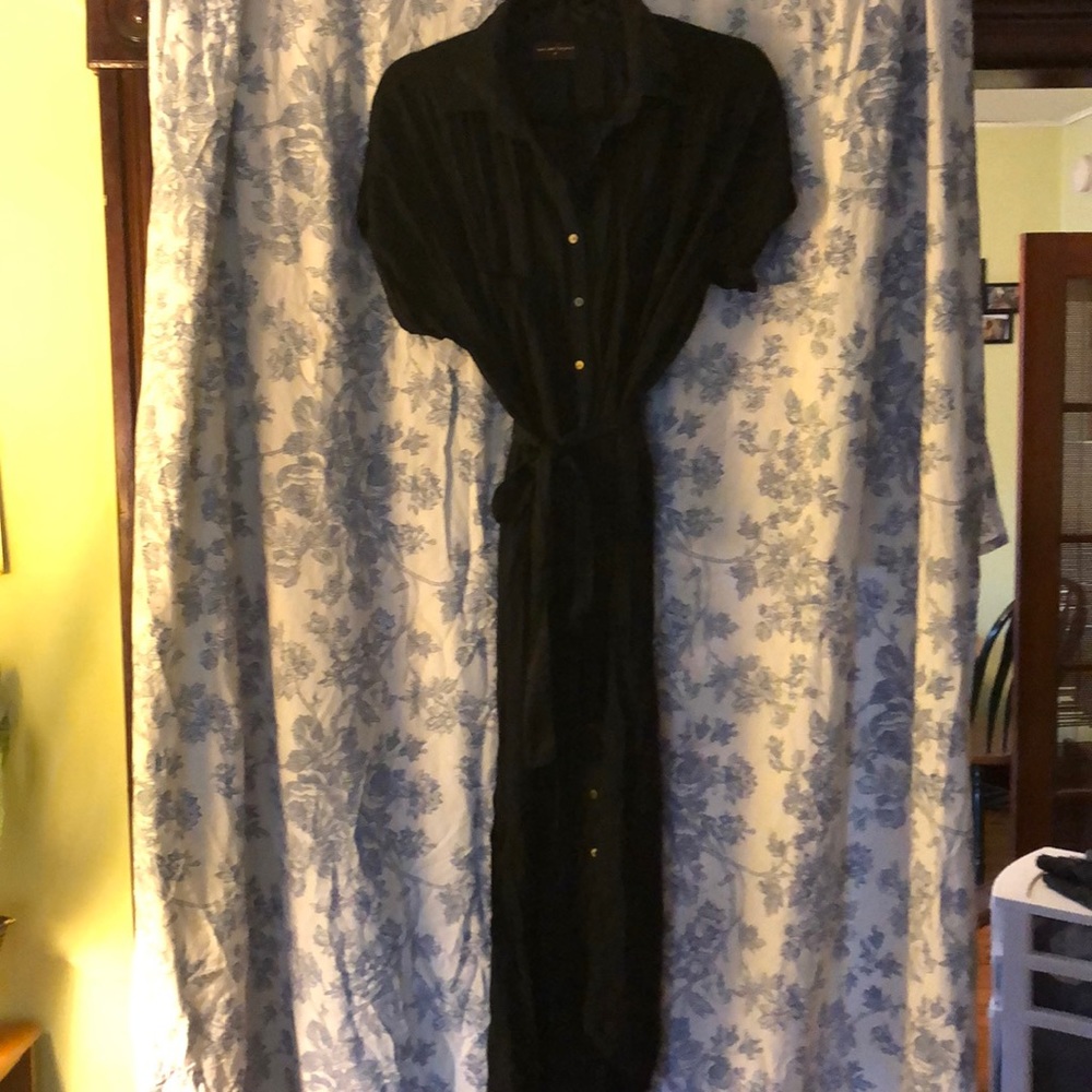 Tie waist collared maxi dress